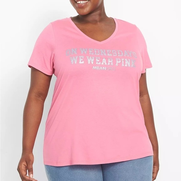 Lane Bryant Classic On Wednesdays We Wear Pink Graphic Tee - Picture 1 of 11